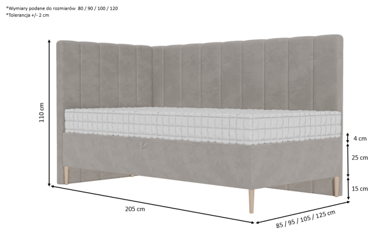 tapicerowane łóżko młodzieżowe DYZIO_ wymiary .png