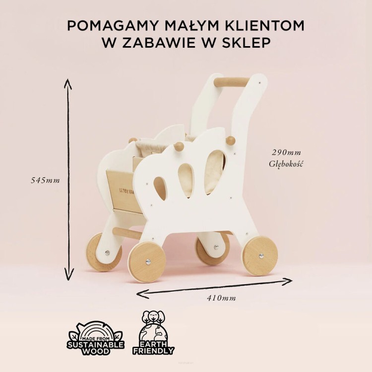 Le Toy Van Drewniany Wózek – realistyczny wózek dla dzieci 3+