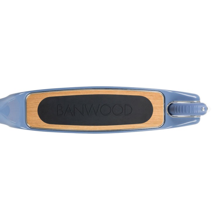 Banwood Hulajnoga Maxi Blue – niebieska hulajnoga vintage dla dzieci z wiklinowym koszykiem