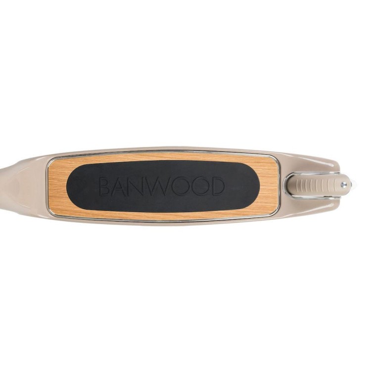Banwood Hulajnoga Maxi Beige – beżowa hulajnoga vintage dla dzieci z wiklinowym koszykiem