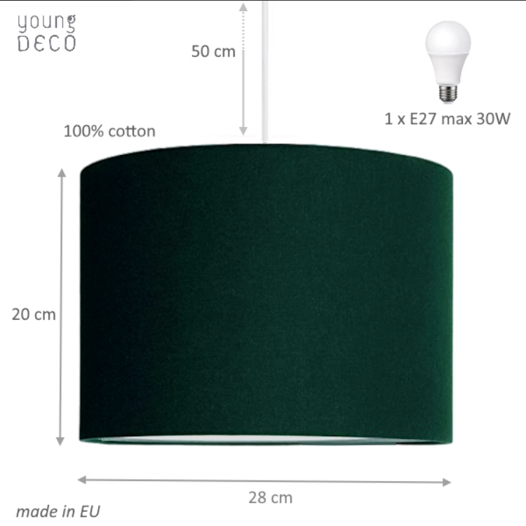 Lampa sufitowa MINI do pokoju dziecięcego CIEMNA ZIELEŃ 28cm