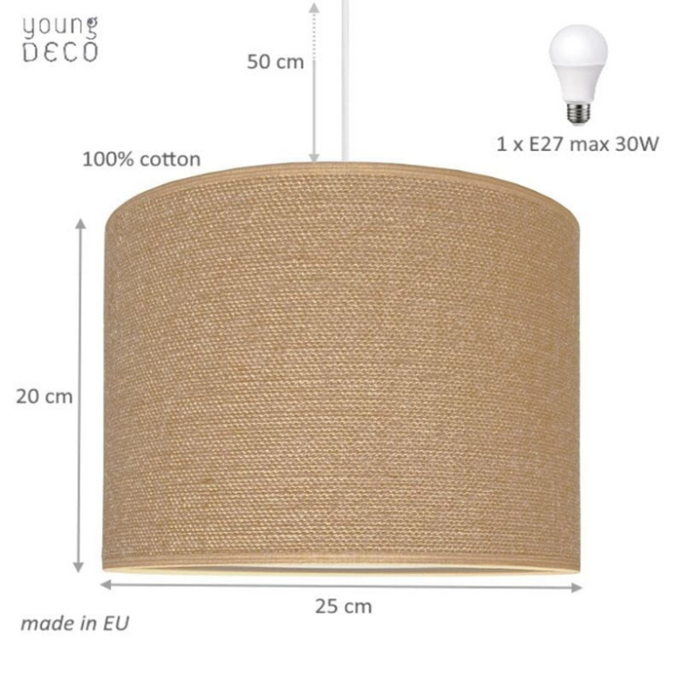 Lampa sufitowa MINI do pokoju dziecięcego naturalna JUTA 28cm