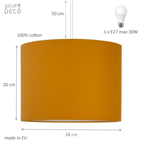 Lampa sufitowa MINI do pokoju dziecięcego MUSZTARDOWA 28cm