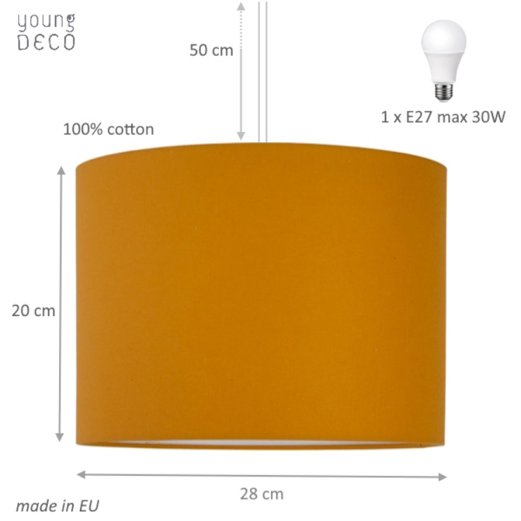 Lampa sufitowa MINI do pokoju dziecięcego MUSZTARDOWA 28cm