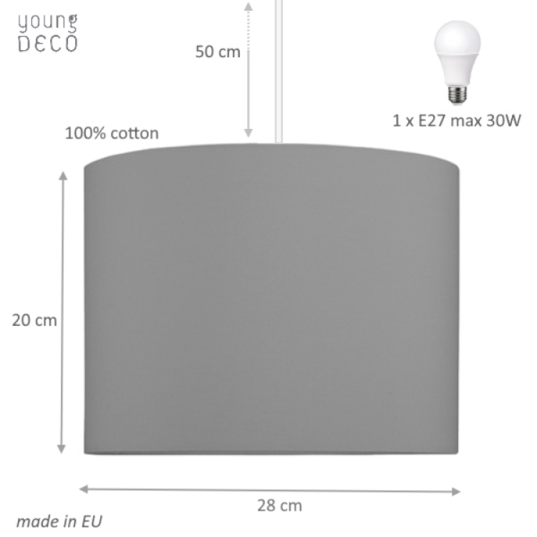 Lampa sufitowa MINI do pokoju dziecięcego SZARA 28cm