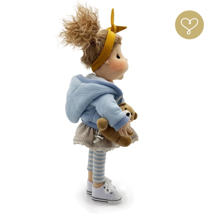 Ręcznie szyta lalka Lullu Dolls Blue ~38 cm