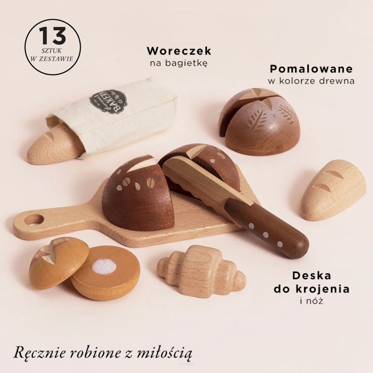 Drewniany zestaw pieczywa z nożem Le Toy Van – zabawka dla dzieci