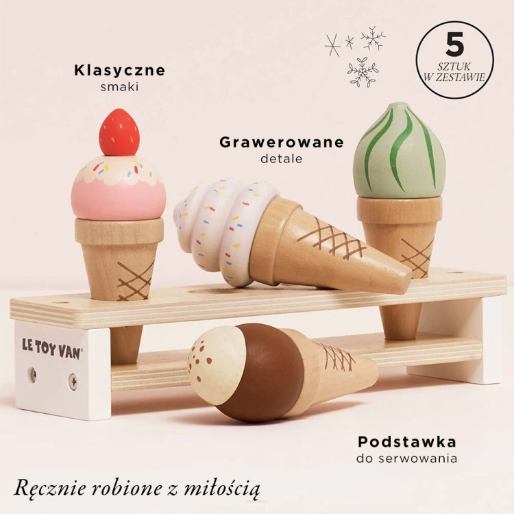 Drewniane lody na stojaku – zabawka lodziarnia Le Toy Van