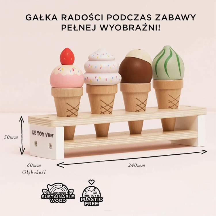 Ekologiczny zestaw drewnianych lodów FSC Le Toy Van
