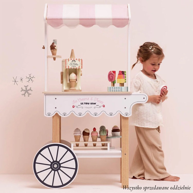 Dziecko bawi się drewnianymi lodami rożkami Le Toy Van