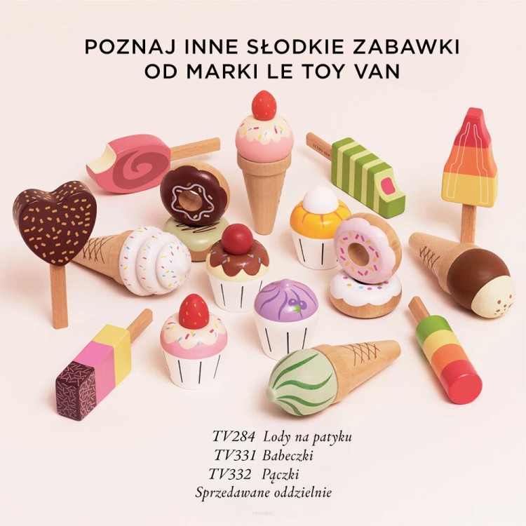 Pastelowe lody rożki na stojaku – zabawka dla dzieci