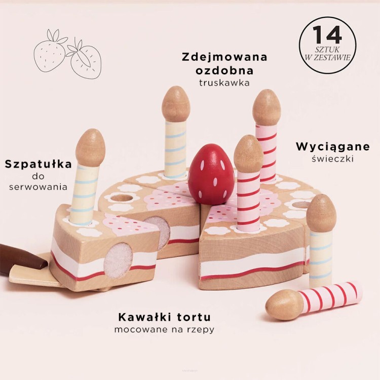 Drewniany tort urodzinowy Le Toy Van ze świeczkami