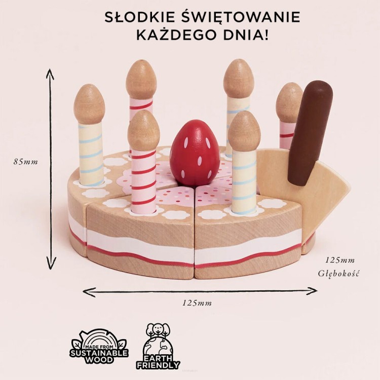 Drewniany tort urodzinowy Le Toy Van ze świeczkami