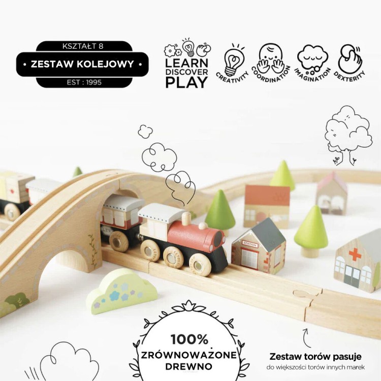 Pociąg drewniany z wagonikami na magnesy Le Toy Van