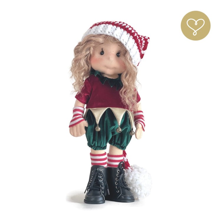 Szmaciana lalka Elf Mirella Lullu Dolls z naturalnymi włosami alpaki