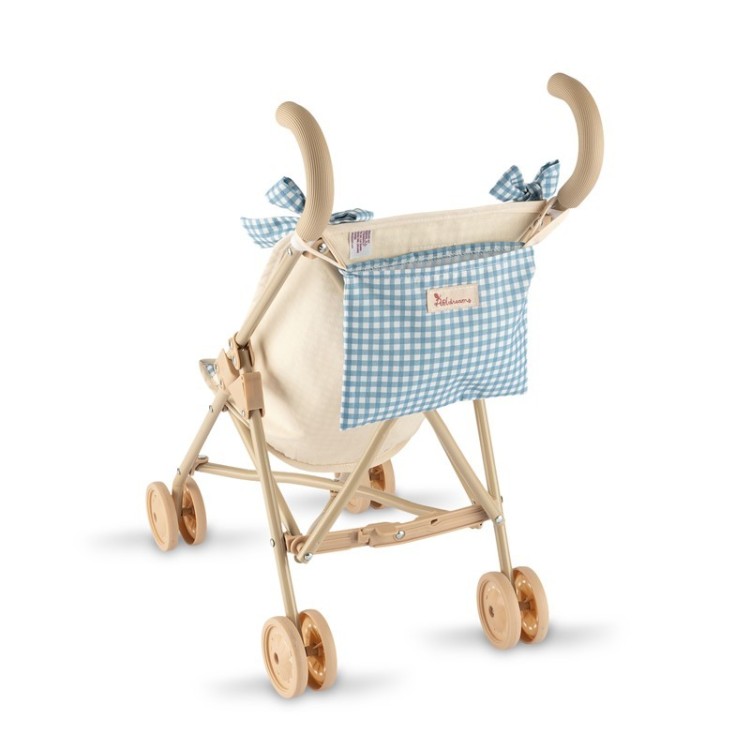 Wózek spacerówka dla lalek do 46 cm Noel Asi 3712300 beżowo-niebieski, elegancki wózek z torebką dla dziewczynki