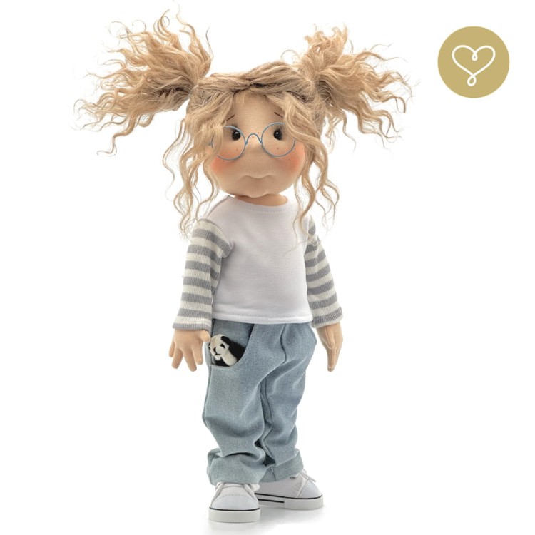 Ręcznie szyta lalka dla dzieci Blue Lullu Dolls z ruchomym szkieletem