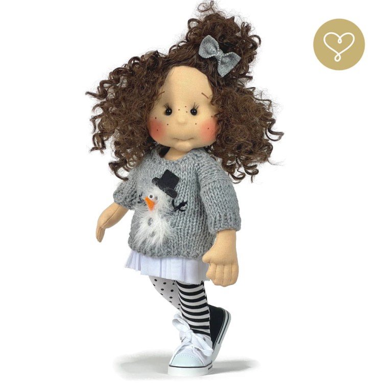 Lalka handmade Nadia w ubranku z certyfikowanej bawełny