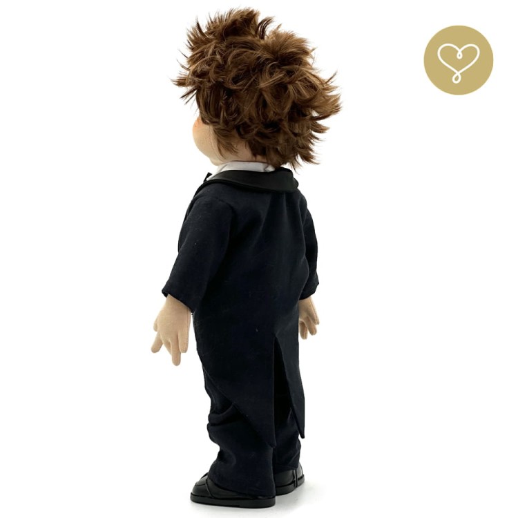 Detal lalka Wyjątkowy Romek – włosy syntetyczne i ubranie jeansowe