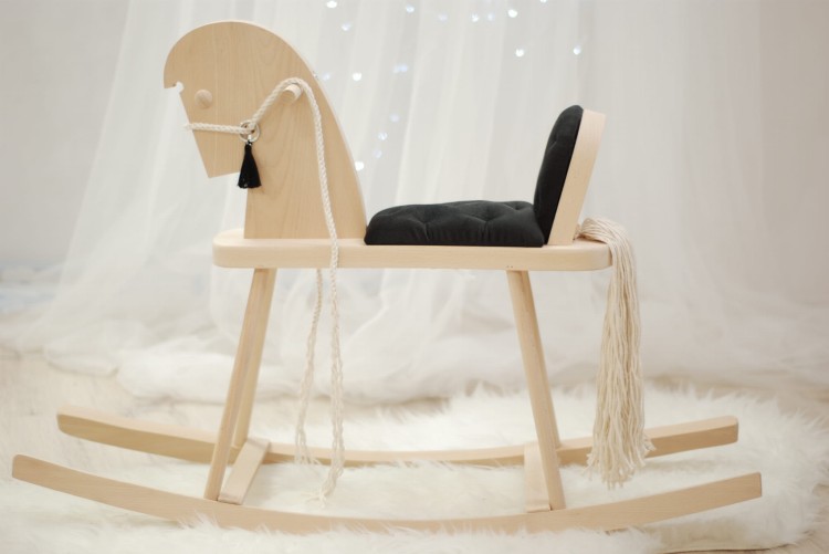 Drewniany konik na biegunach Naturalny