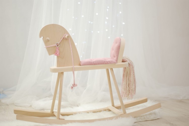 Drewniany konik na biegunach Naturalny