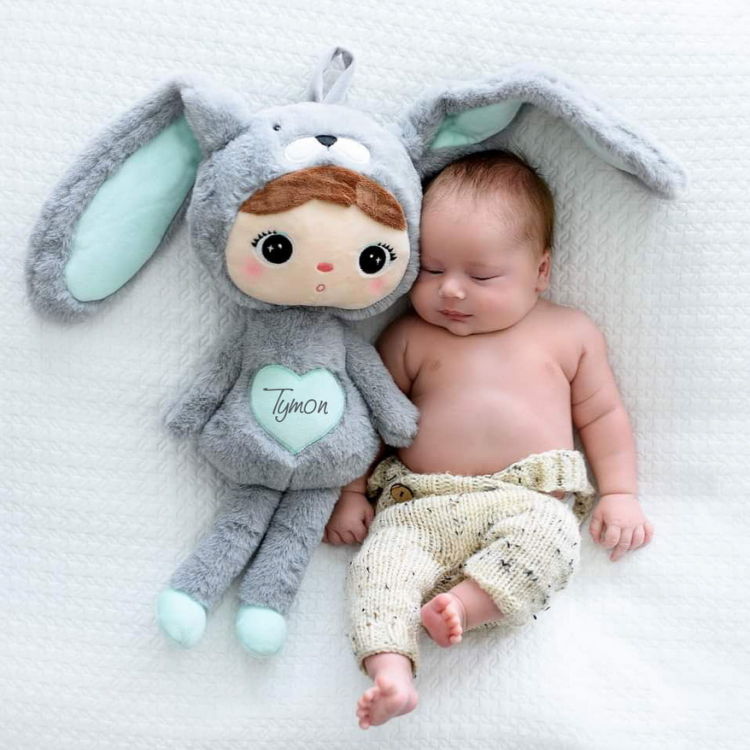 Lalka Metoo Szaro- miętowy Królik 50 cm - PERSONALIZACJA