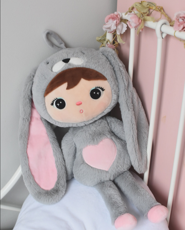 Lalka Metoo Szaro- różowy Królik 50 cm - PERSONALIZACJA