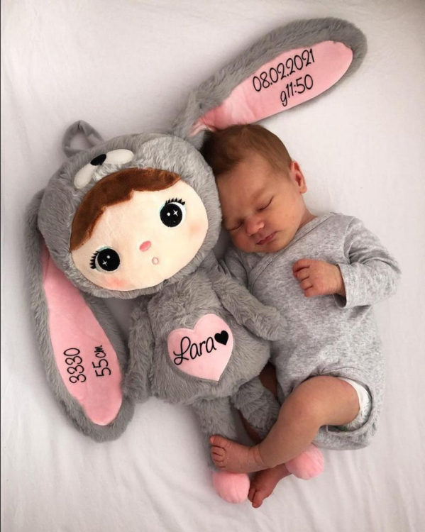 Lalka Metoo Szaro- różowy Królik 50 cm - PERSONALIZACJA