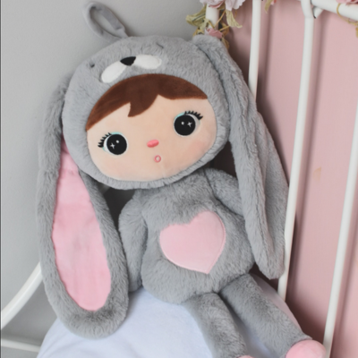 Lalka Metoo Szaro- różowy Królik 50 cm - PERSONALIZACJA