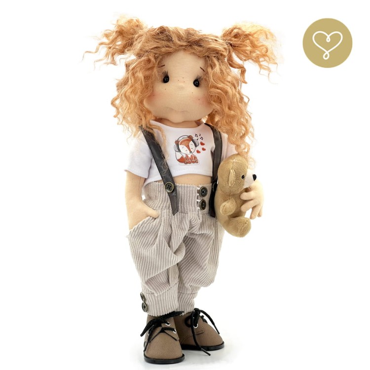 Szmaciana lalka Nelly 38 cm z naturalnymi włosami alpaki