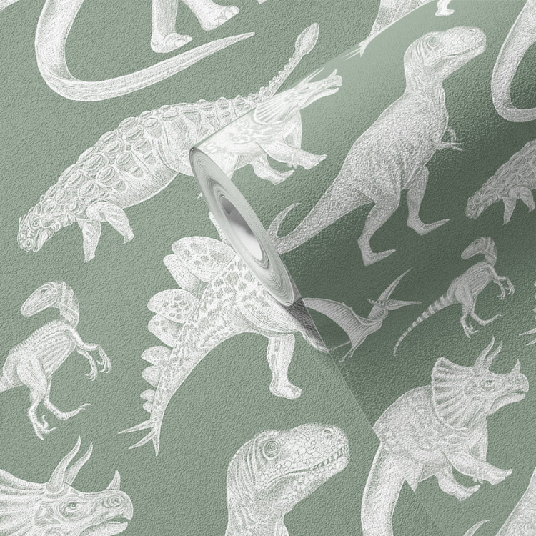 Tapeta do pokoju dziecka dinozaury - matcha
