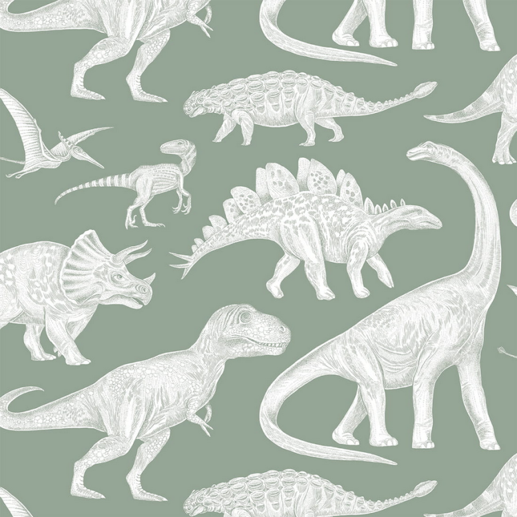 Tapeta do pokoju dziecka dinozaury - matcha