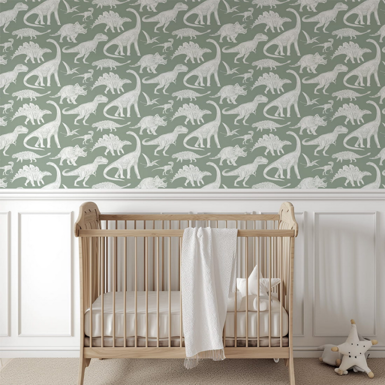 Tapeta do pokoju dziecka dinozaury - matcha