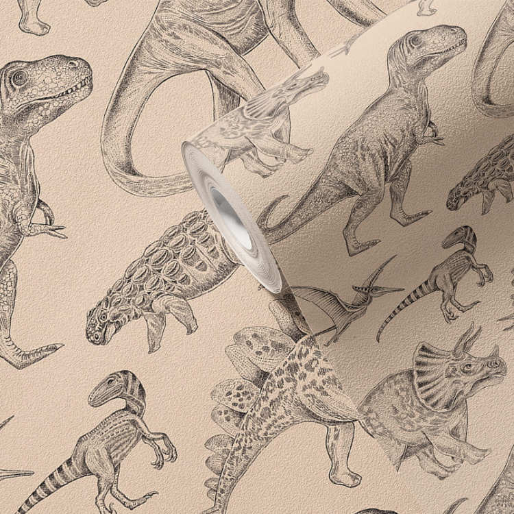 Tapeta do pokoju dziecka dinozaury - beżowa