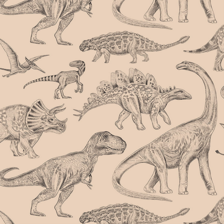 Tapeta do pokoju dziecka dinozaury - beżowa