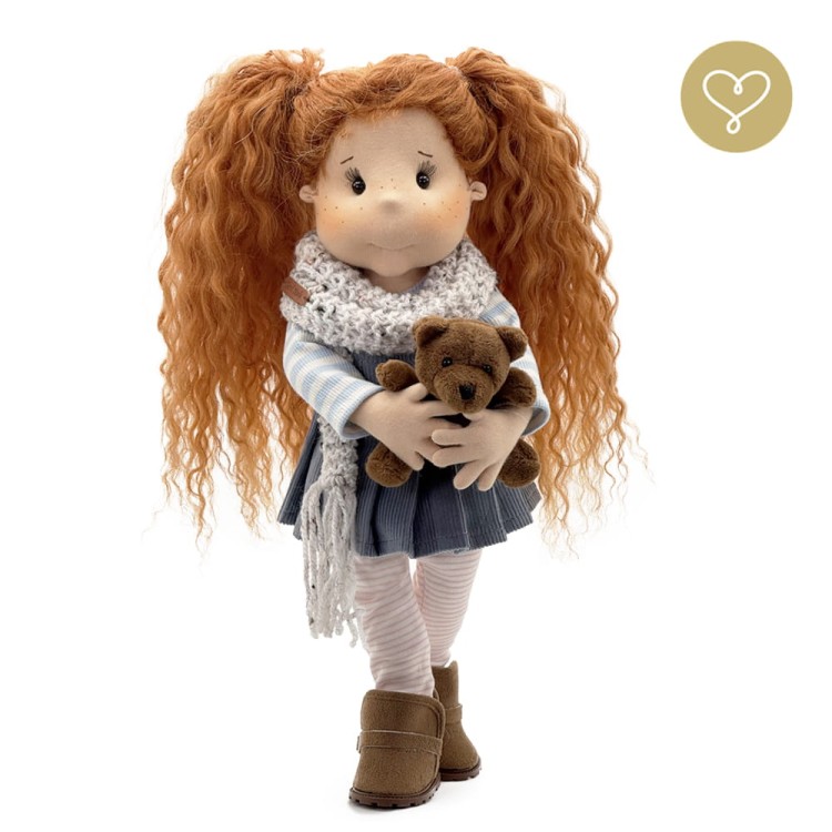 Szmaciana lalka Margolcia Lullu Dolls 38 cm z włosami Alpaki