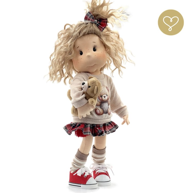 Szmaciana lalka dla dzieci Mimi Lullu Dolls ~38 cm z naturalnymi włosami alpaki