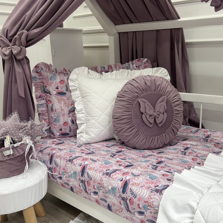 Zasłonki Velvet Jagoda do łóżeczka domek – aksamitny baldachim do pokoju dziecka