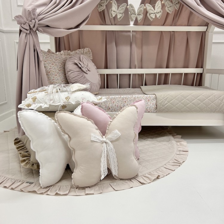 Zasłonki Velvet Pastelowy Róż do łóżeczka domek – aksamitny baldachim dla dziecka