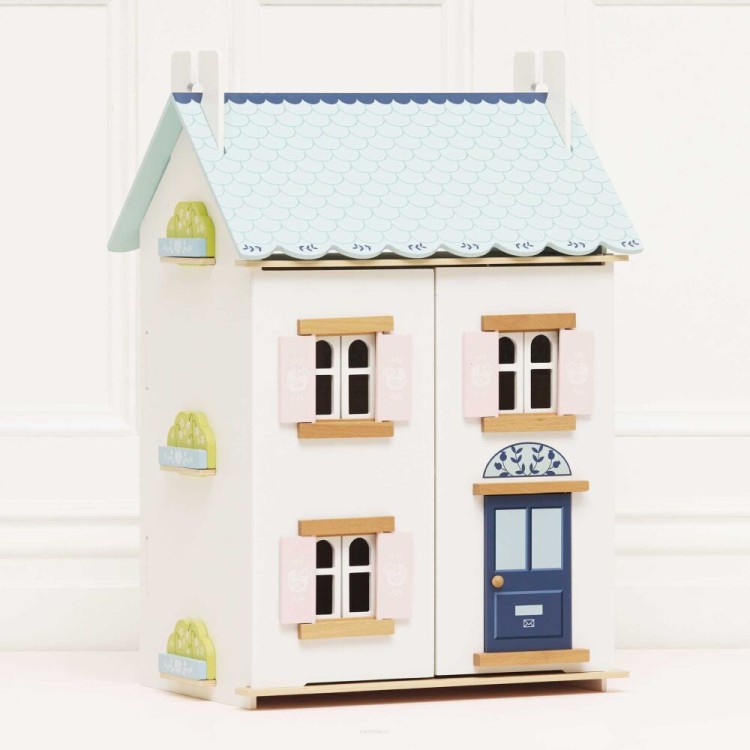 Drewniany domek dla lalek Bluebelle Le Toy Van z meblami i 7-osobową rodziną lalek