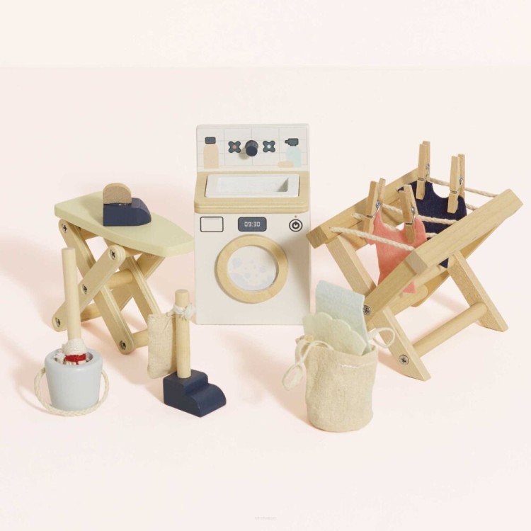 drewniany zestaw mebelków pralnia le toy van