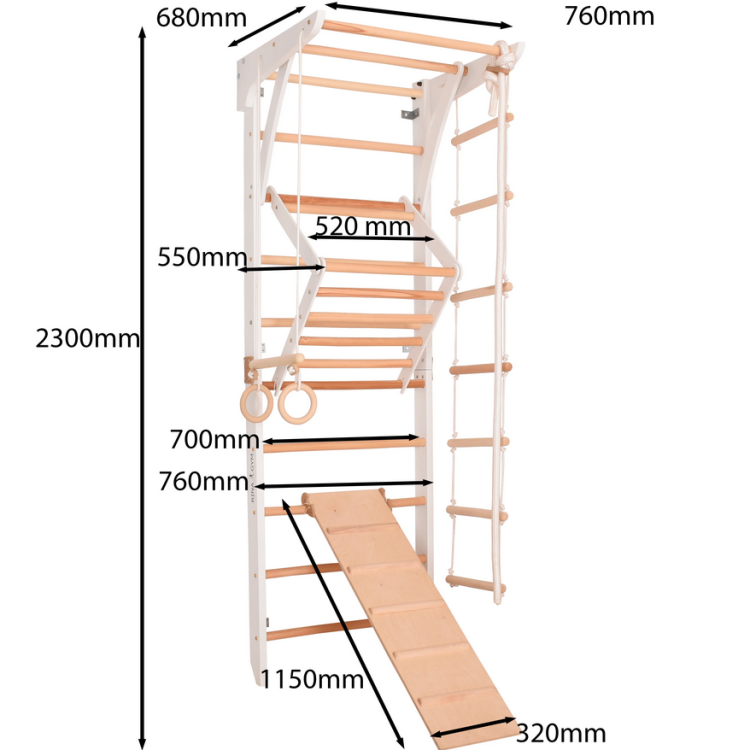 Drabinka gimnastyczna dla dziecka z akcesoriami Sport Rinagym Biała
