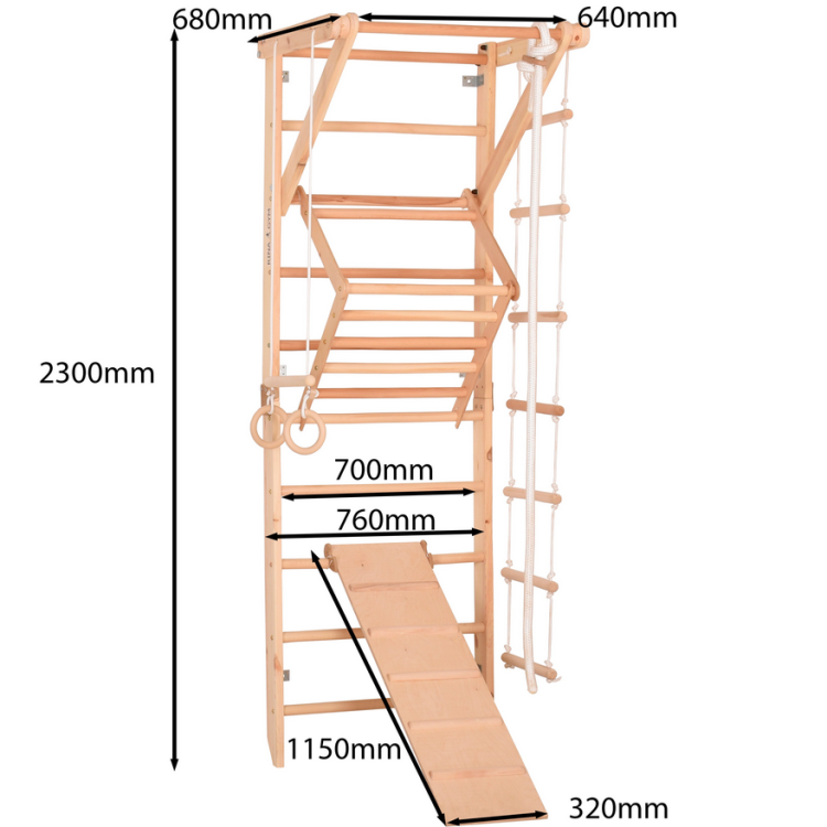 Drabinka gimnastyczna dla dziecka z akcesoriami Sport Rinagym Naturalna