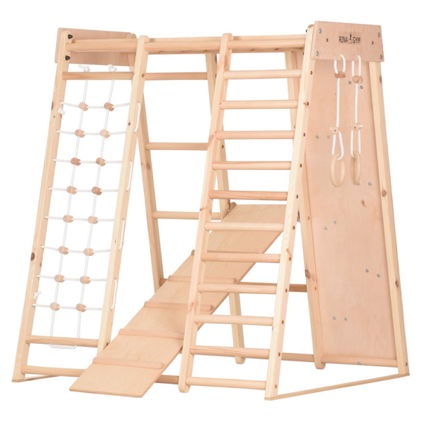 Domowy drewniany plac zabaw dla dzieci Naturalny