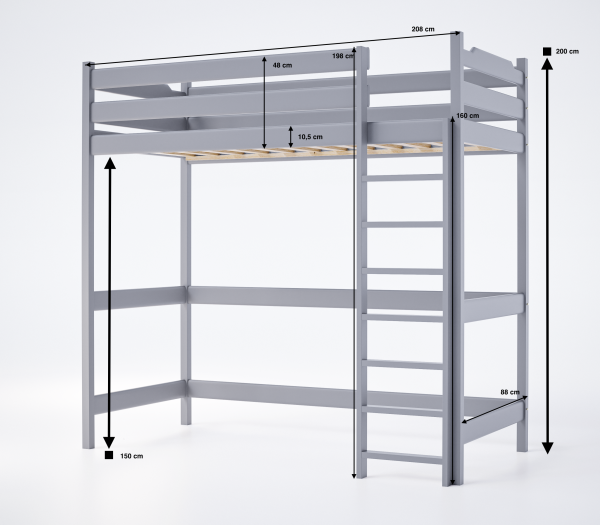Łóżko Antresola 1 Osobowa SkyBed - Oliwka