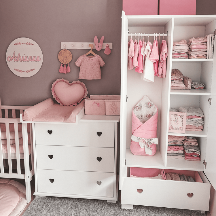 Drewniana Szafa dziecięca Dwudrzwiowa z szufladą Love