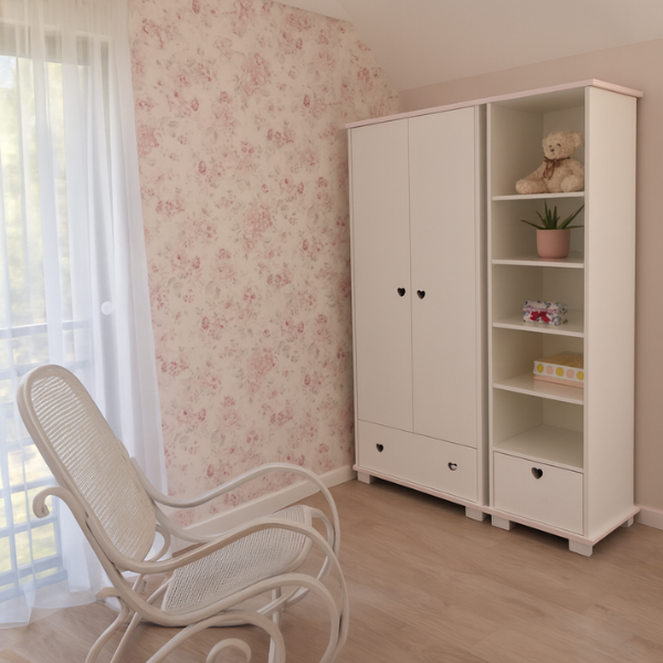 Drewniany Regał dziecięcy z szufladą do pokoju dziecka Love