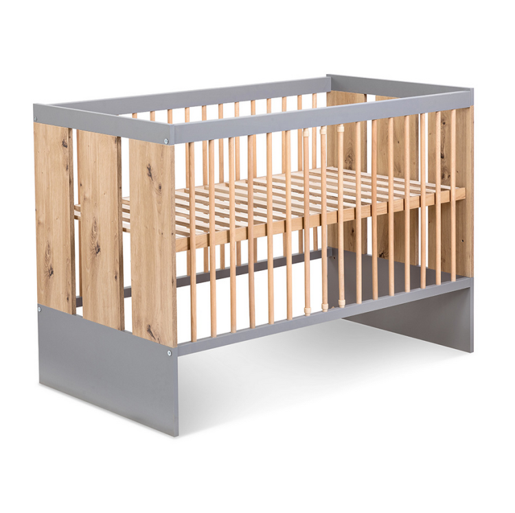 Łóżeczko niemowlęce 120x60 PAULINE grafit-dąb