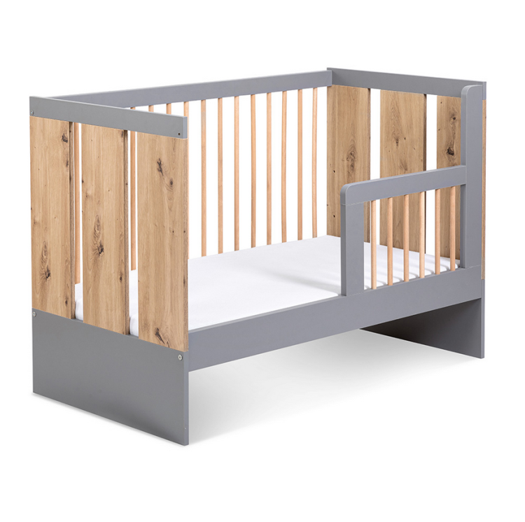 Łóżeczko niemowlęce 120x60 PAULINE grafit-dąb