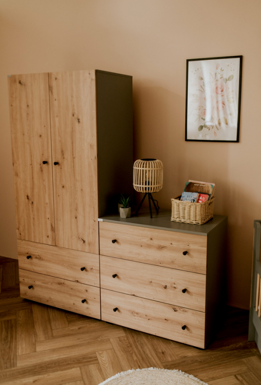 Komoda dziecięca PAULINE grafit-dąb